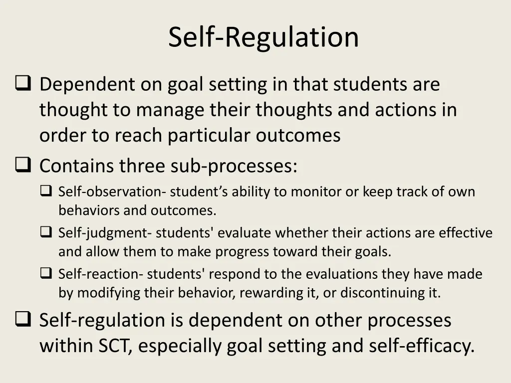 self regulation