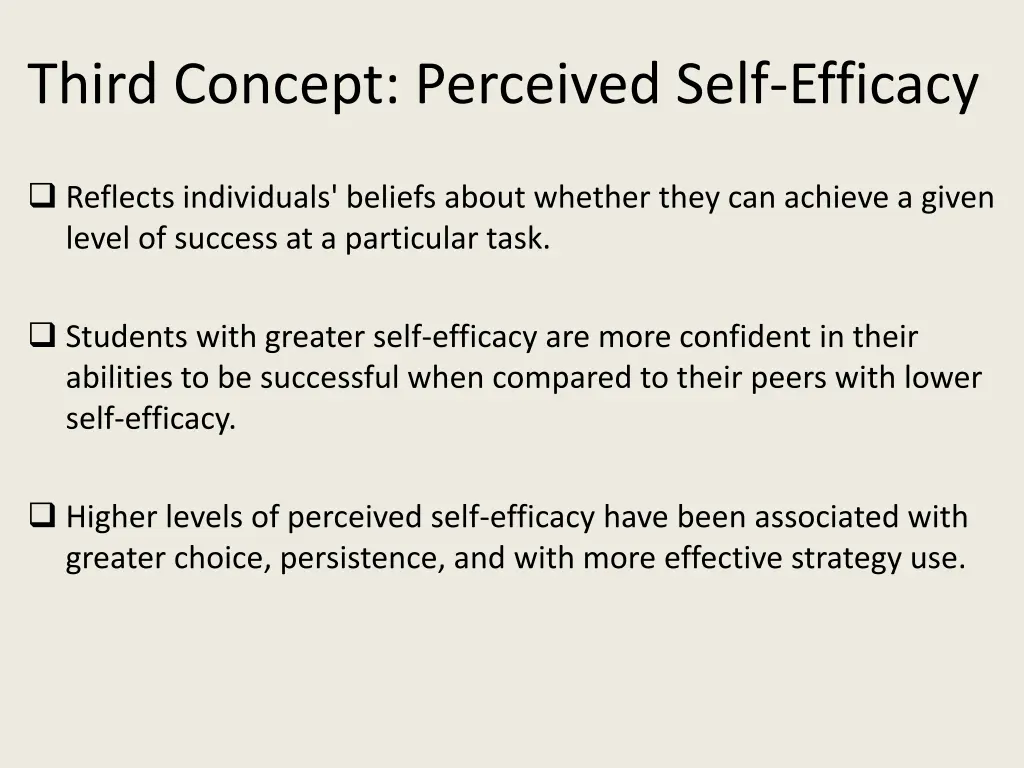 third concept perceived self efficacy