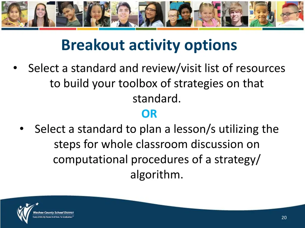 breakout activity options select a standard