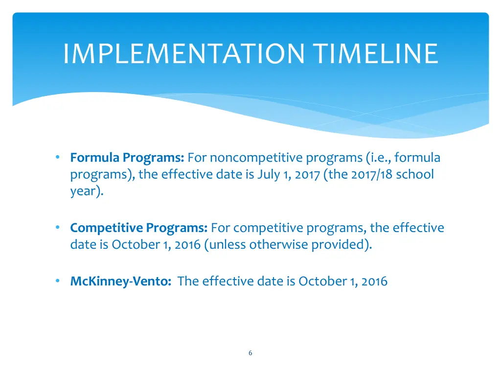 implementation timeline