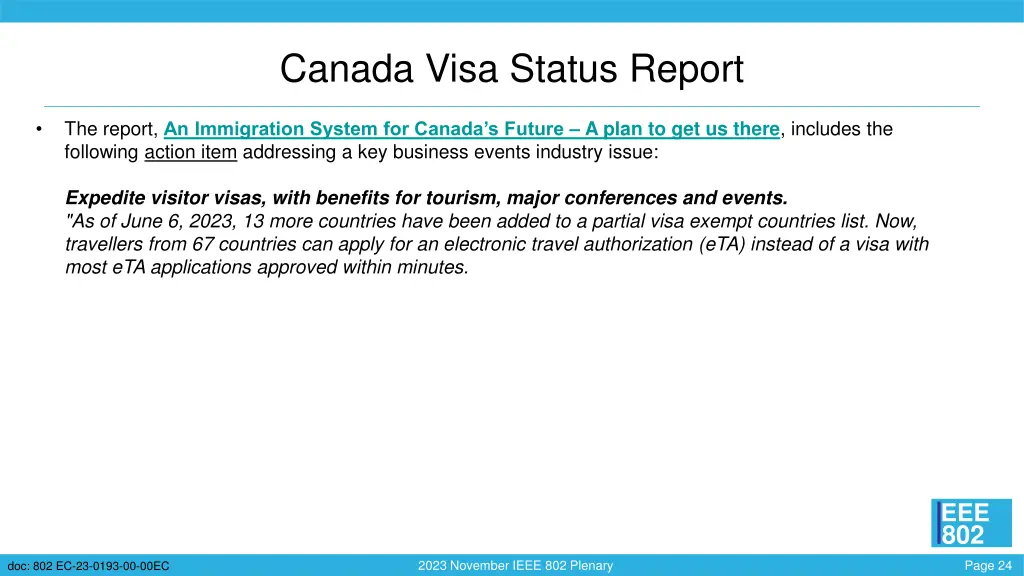 canada visa status report