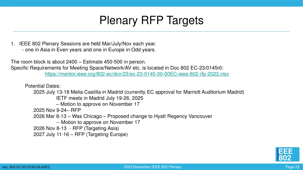 plenary rfp targets