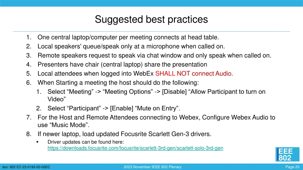 suggested best practices
