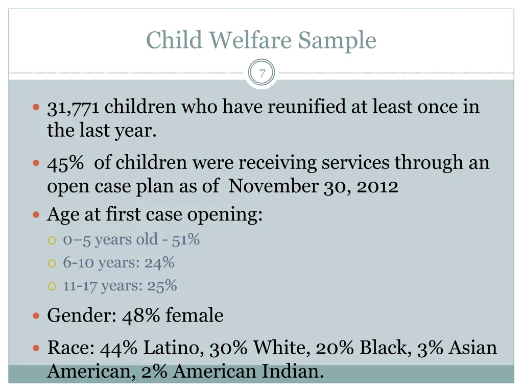 child welfare sample
