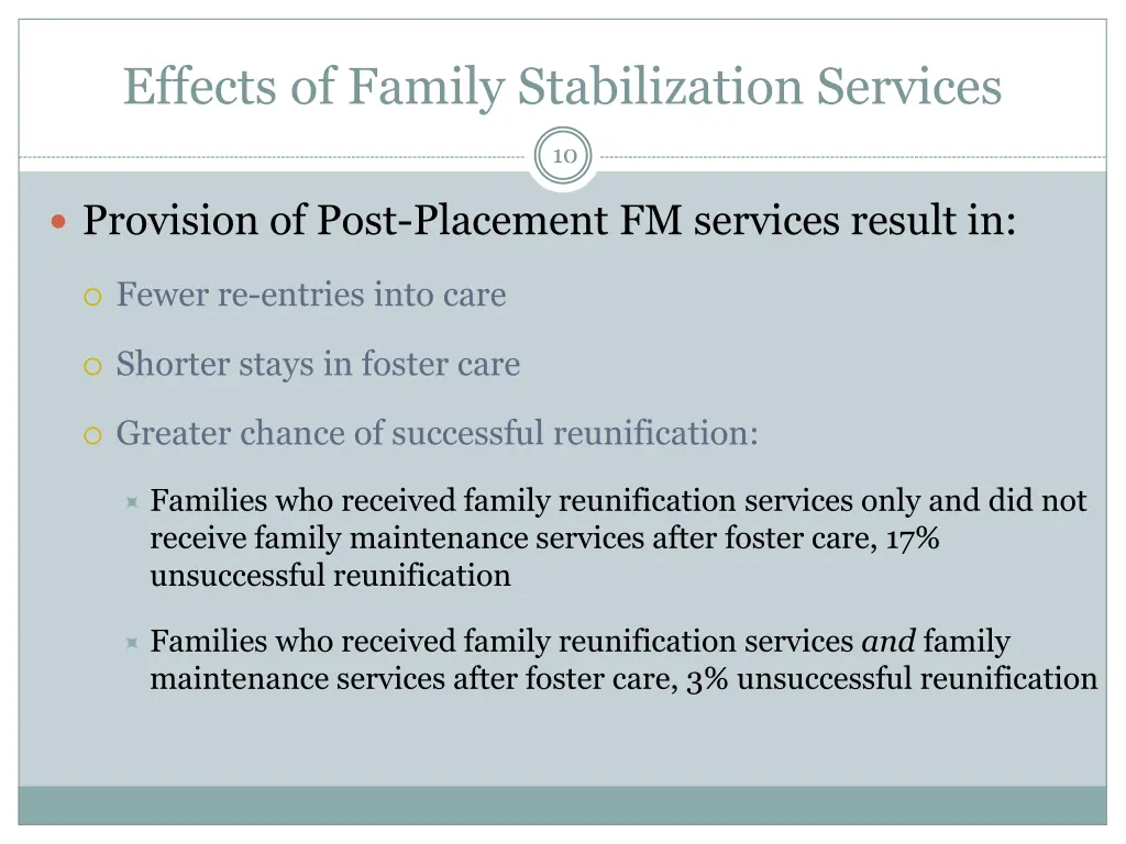 effects of family stabilization services