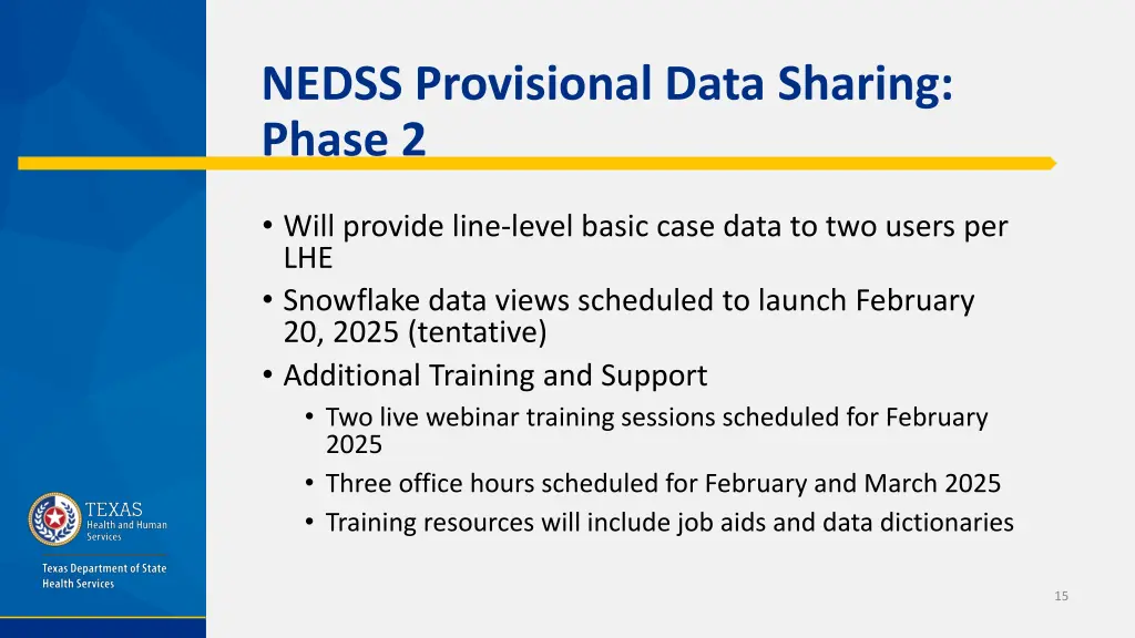 nedss provisional data sharing phase 2