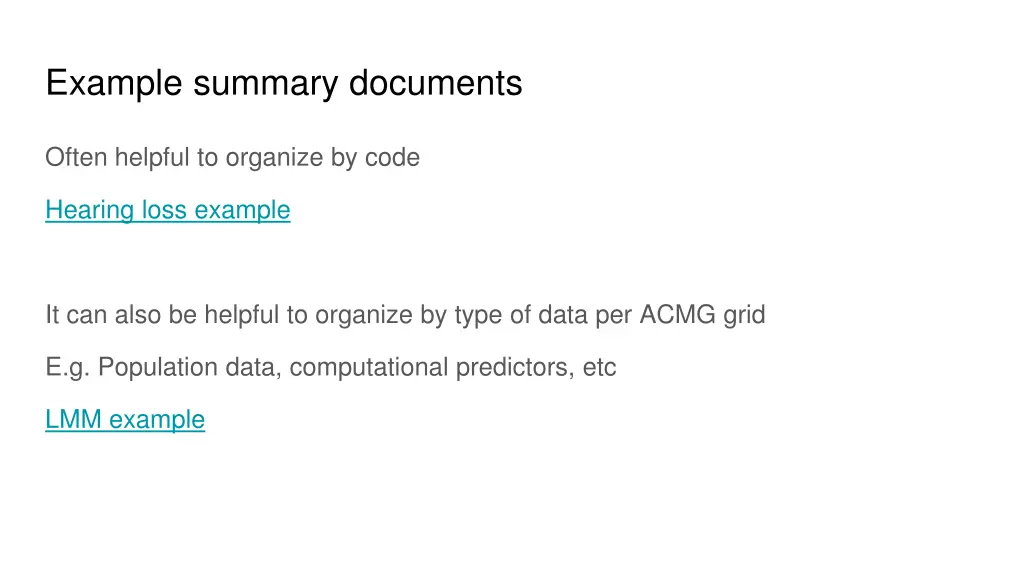 example summary documents