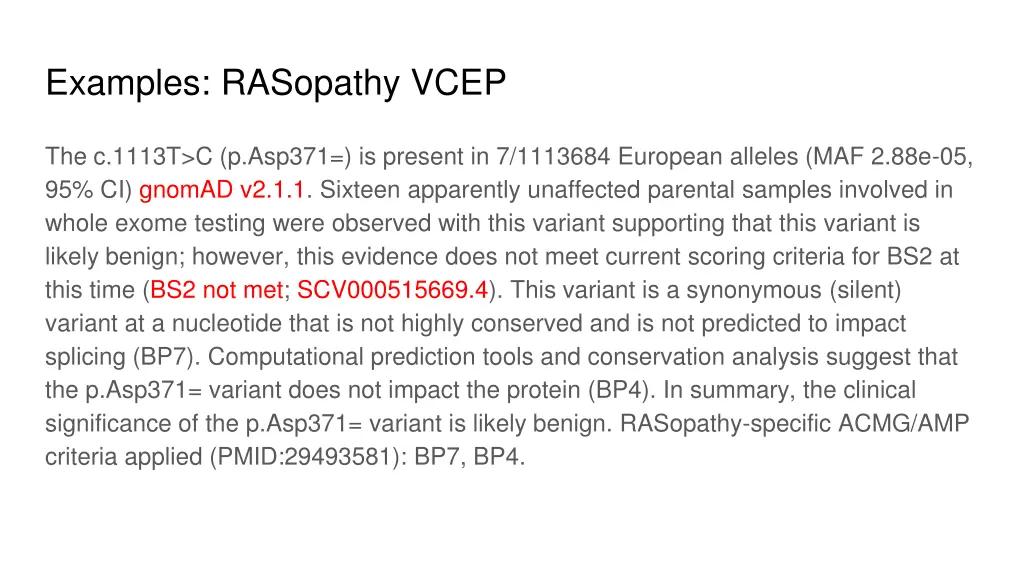 examples rasopathy vcep