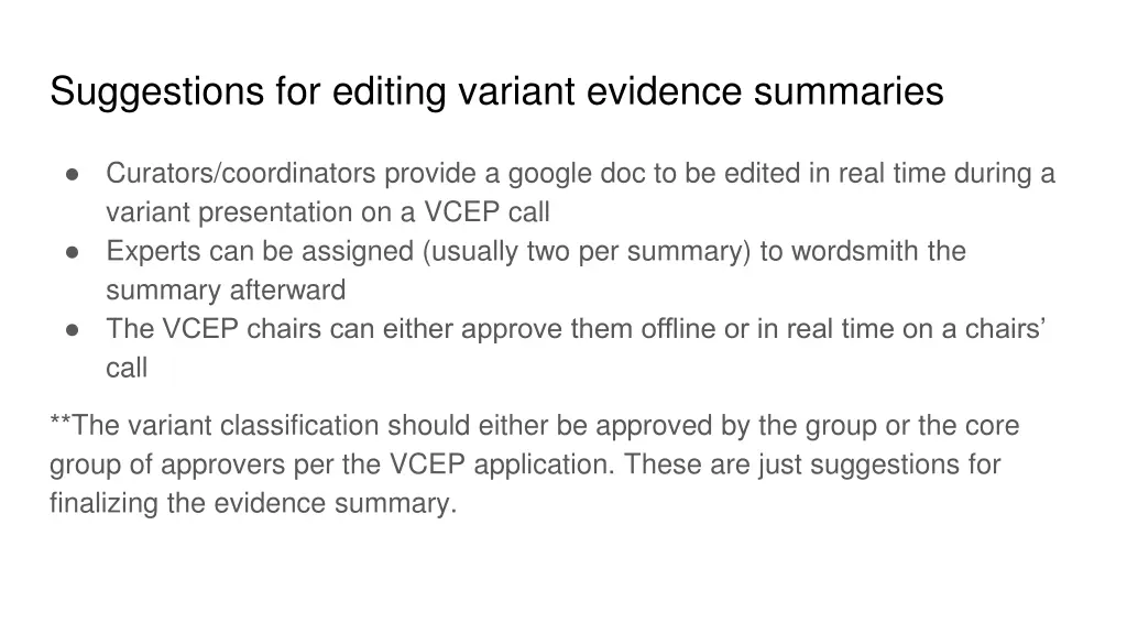 suggestions for editing variant evidence summaries