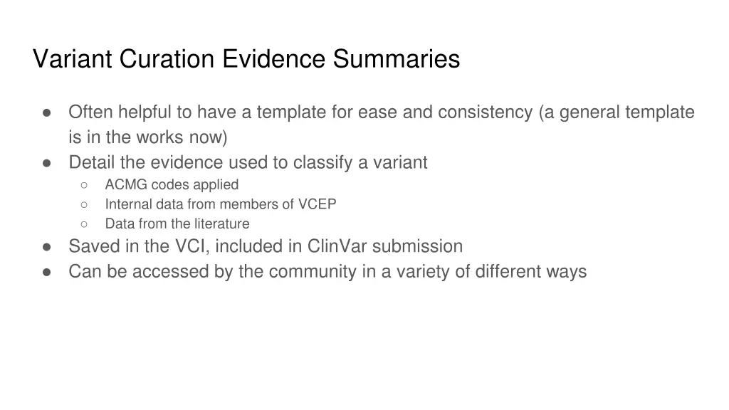 variant curation evidence summaries 2