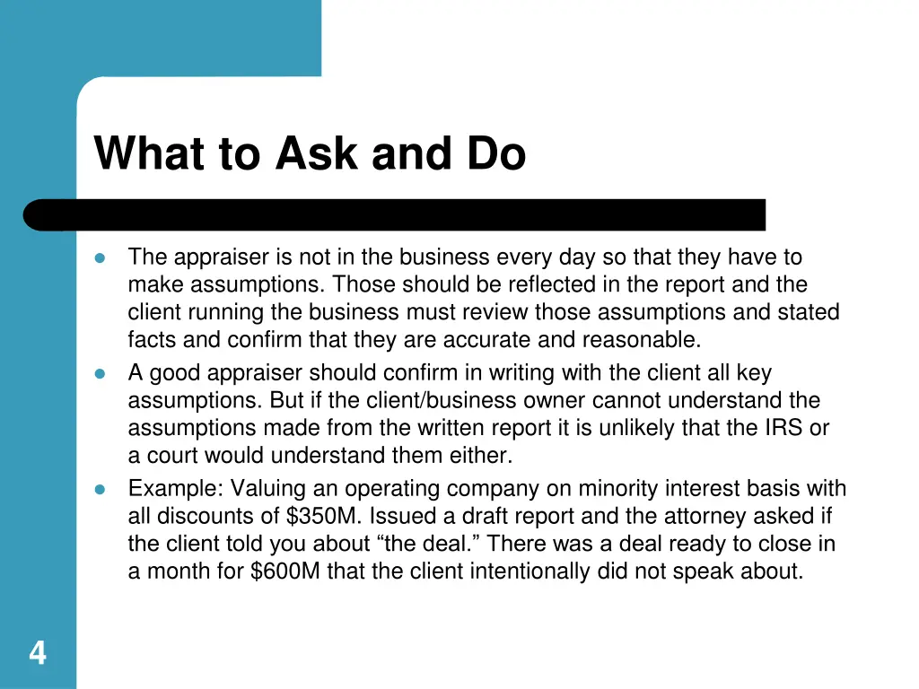 what to ask and do 1