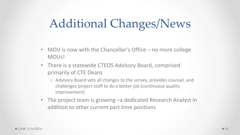 additional changes news