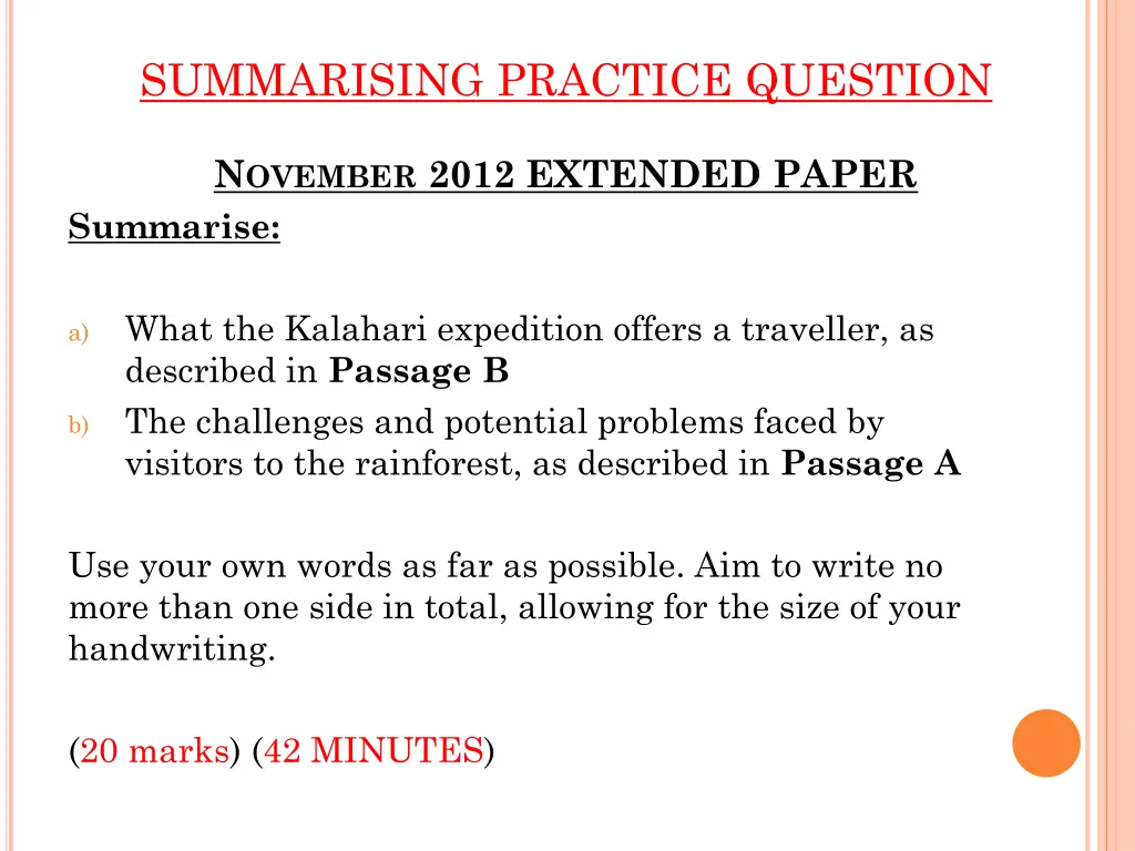 summarising practice question 1