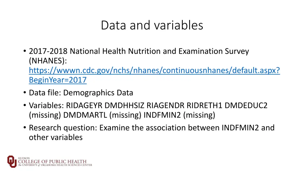 data and variables