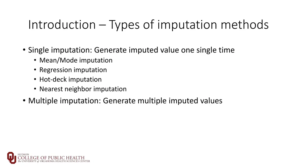 introduction types of imputation methods