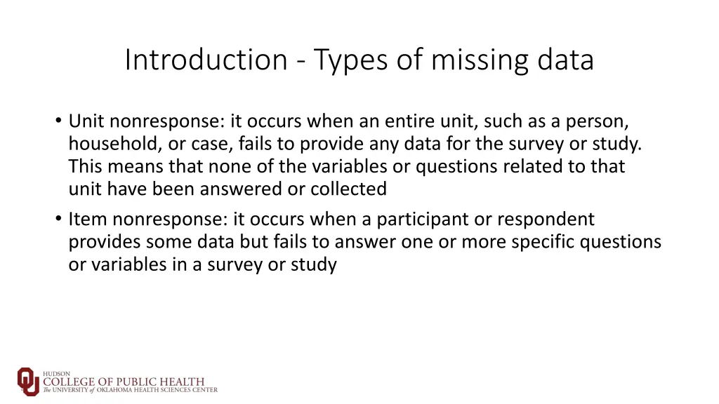 introduction types of missing data
