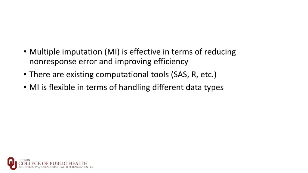 multiple imputation mi is effective in terms
