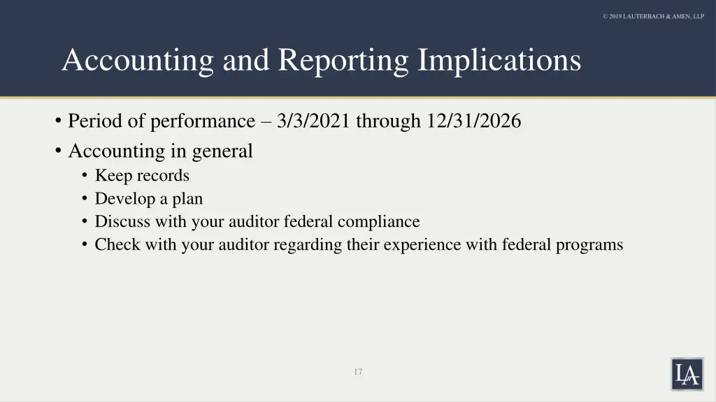 accounting and reporting implications 1