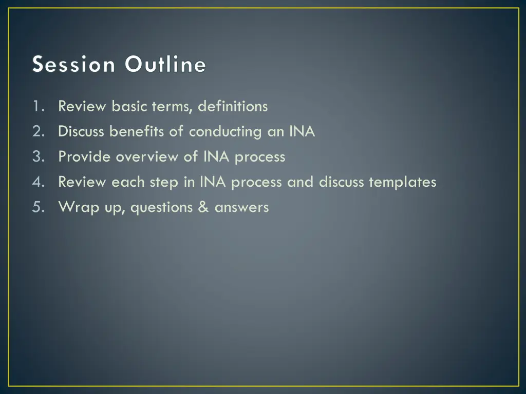 session outline
