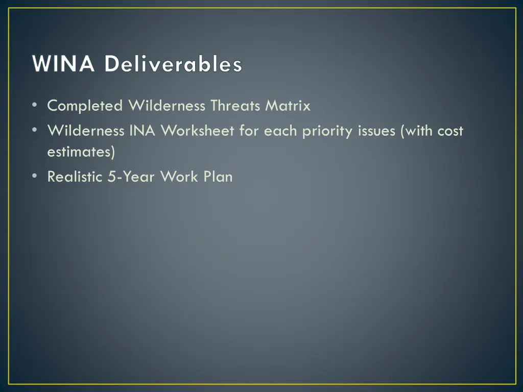 wina deliverables