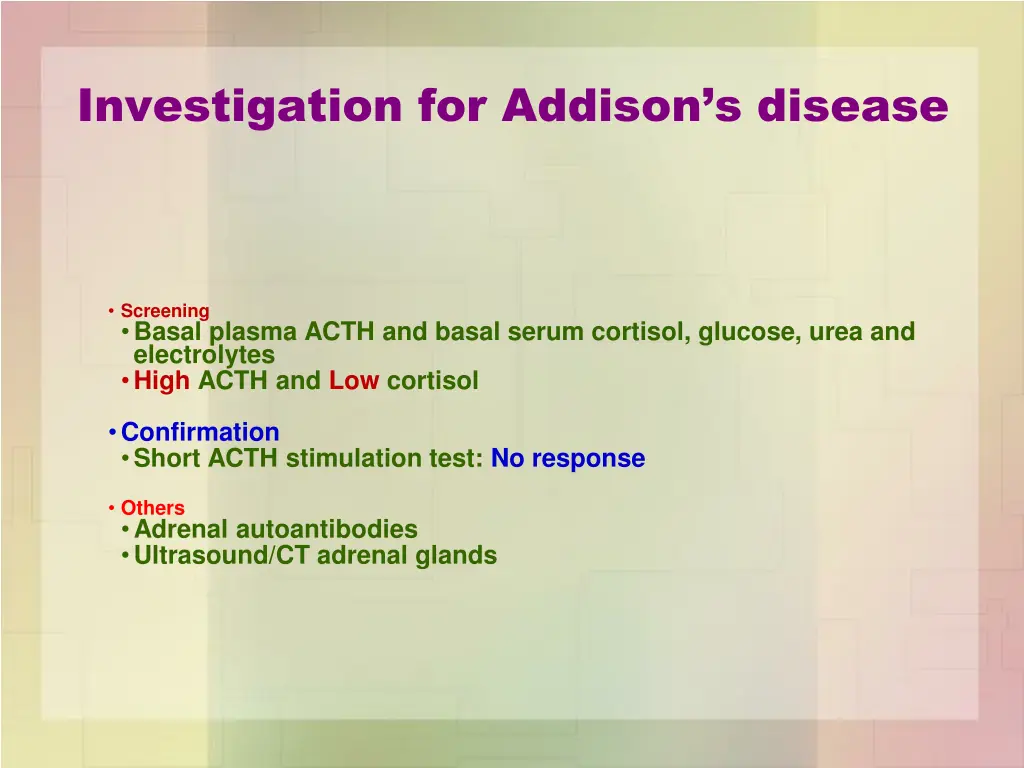 investigation for addison s disease
