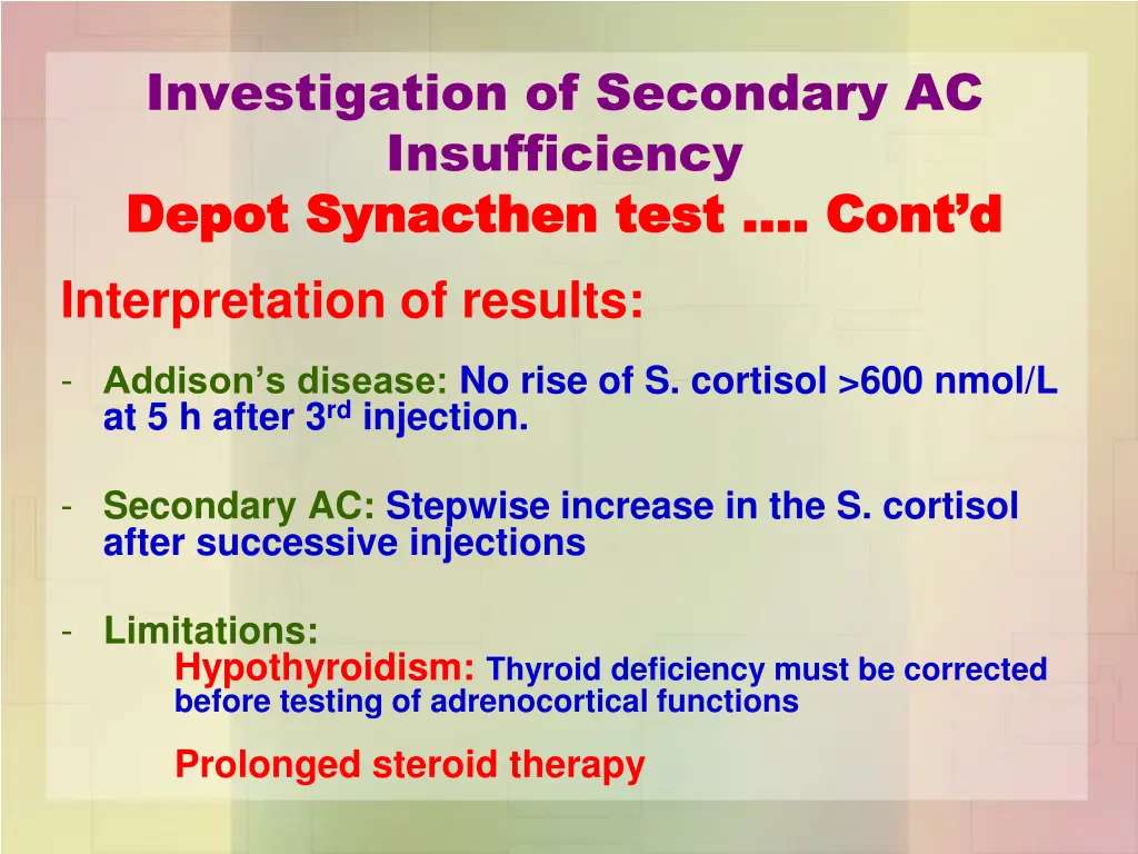 investigation of secondary ac insufficiency depot
