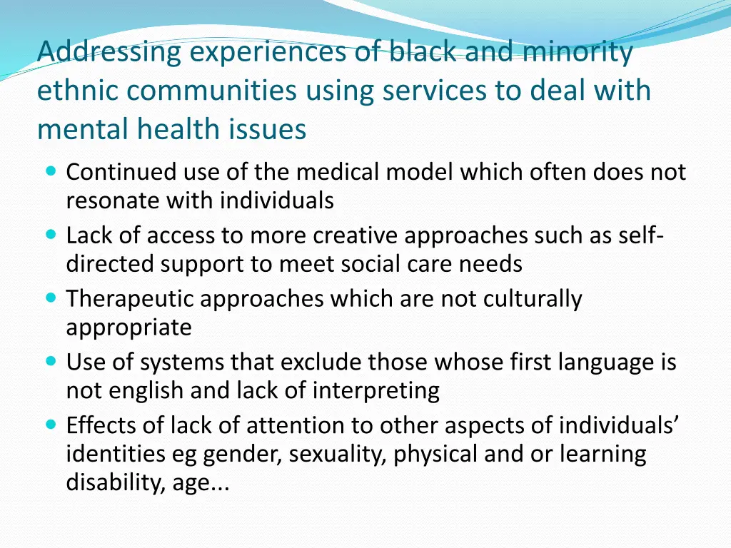 addressing experiences of black and minority 1
