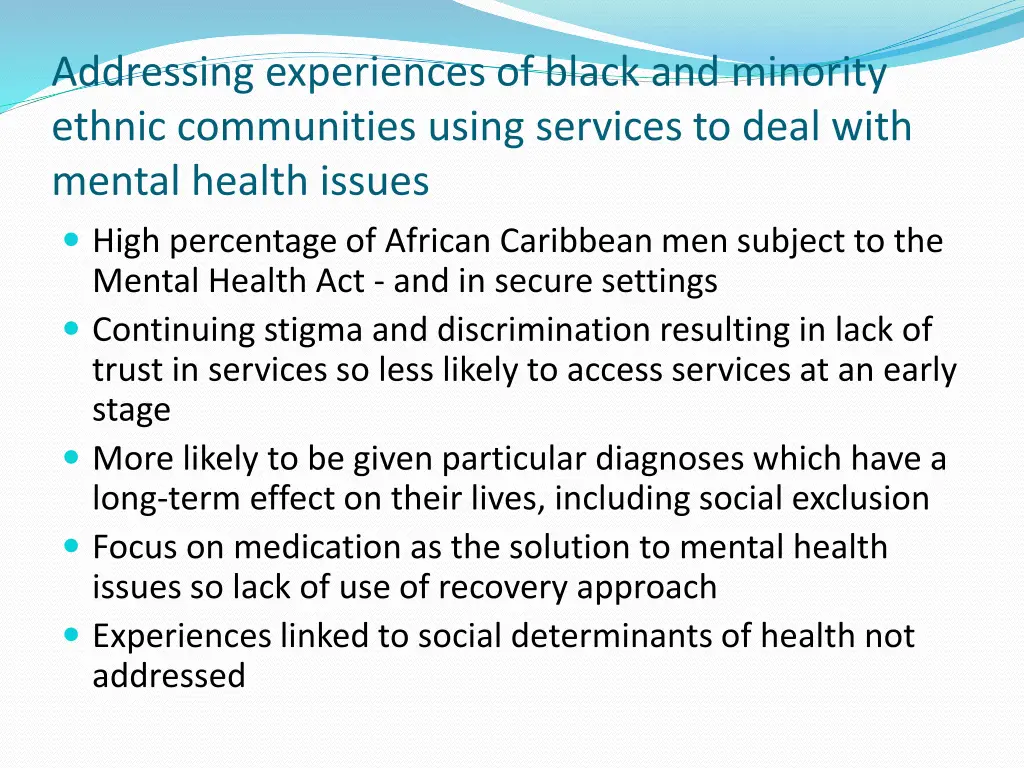 addressing experiences of black and minority