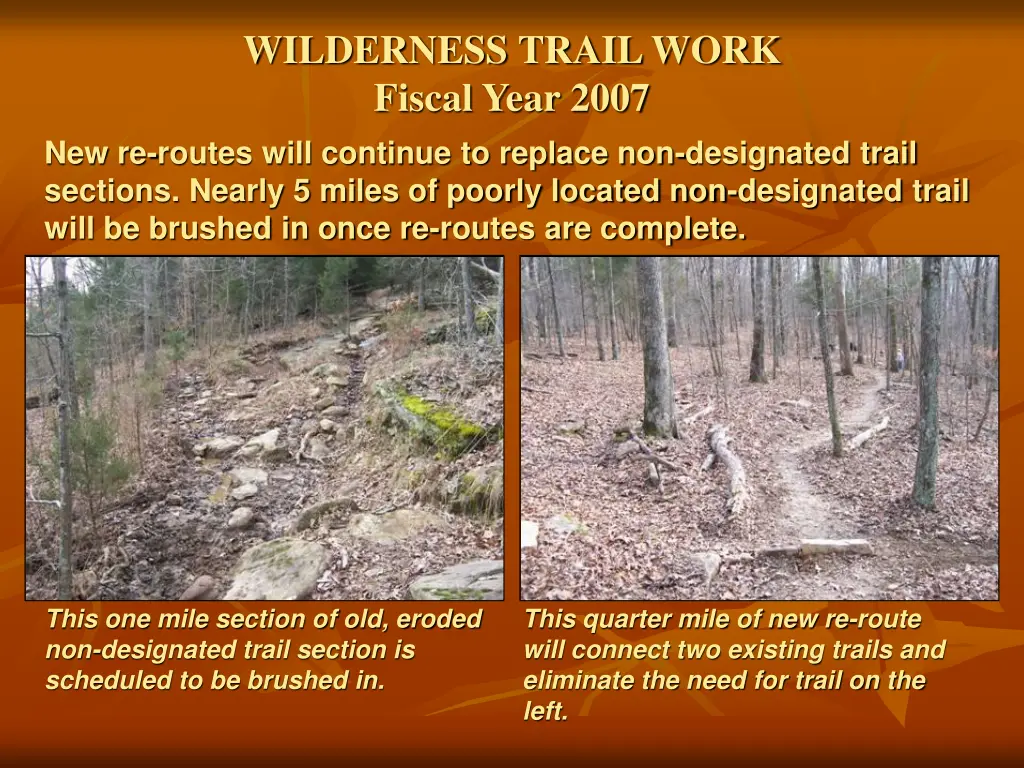 wilderness trail work fiscal year 2007