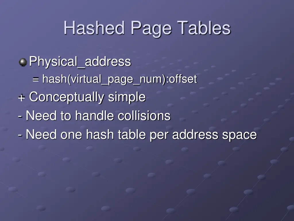 hashed page tables