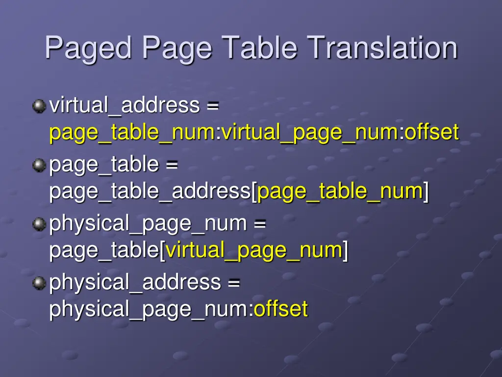 paged page table translation