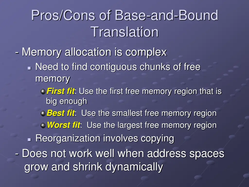 pros cons of base and bound translation memory