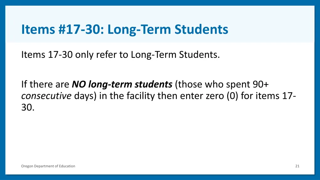 items 17 30 long term students