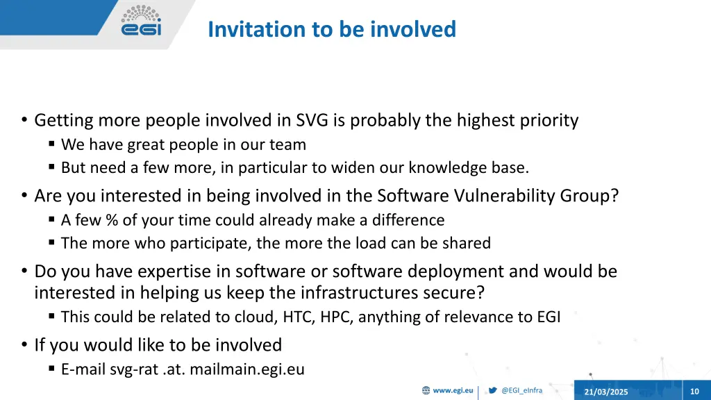 invitation to be involved