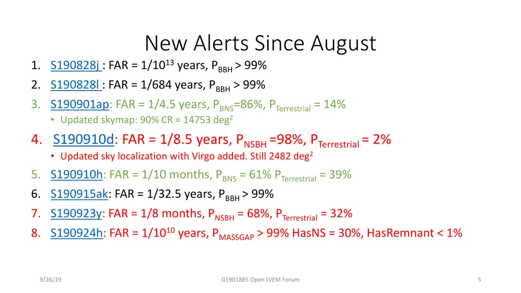 new alerts since august