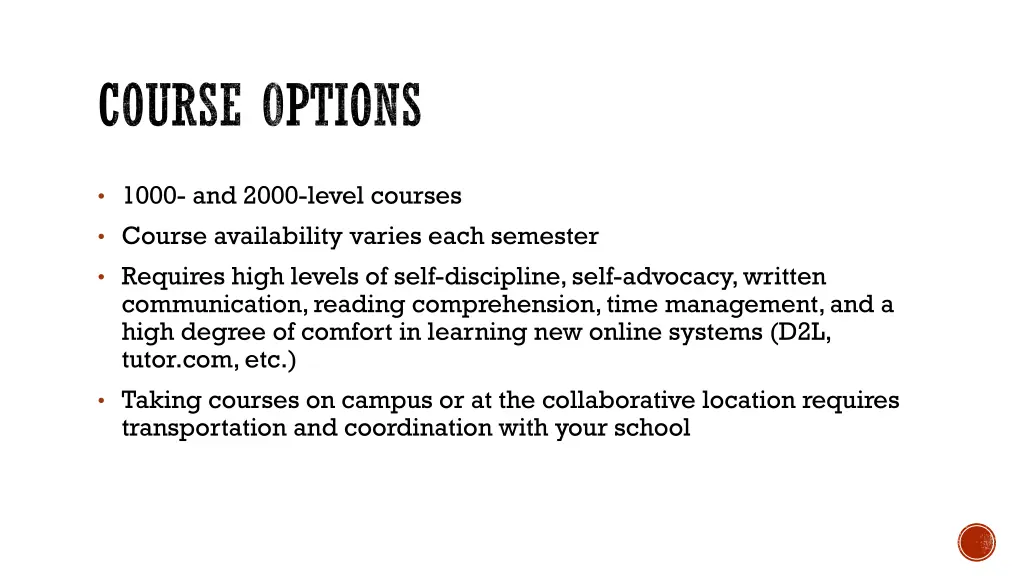 course options