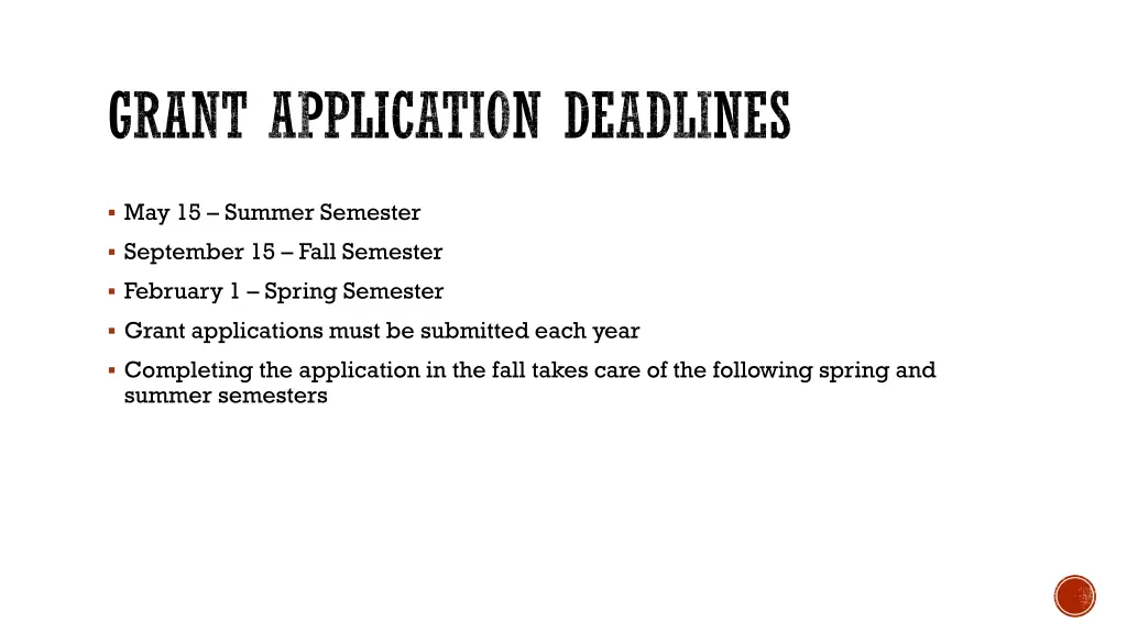grant application deadlines
