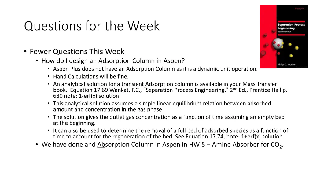 questions for the week