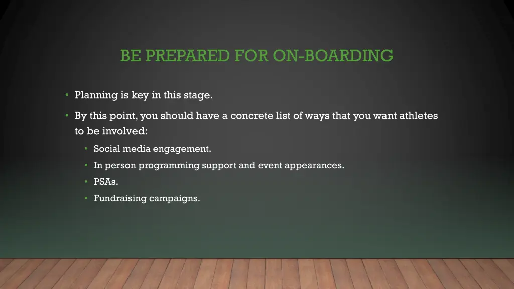 be prepared for on boarding