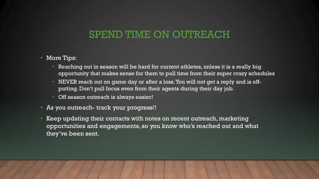 spend time on outreach 2