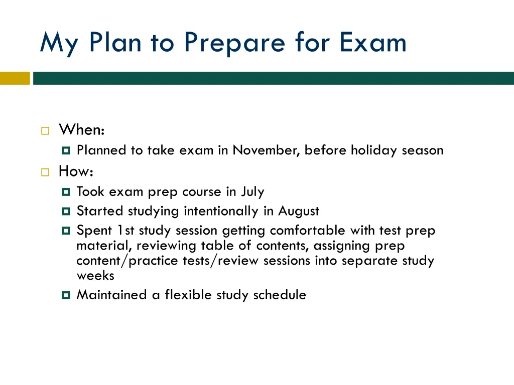 my plan to prepare for exam 1