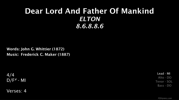 dear lord and father of mankind elton 8 6 8 8 6