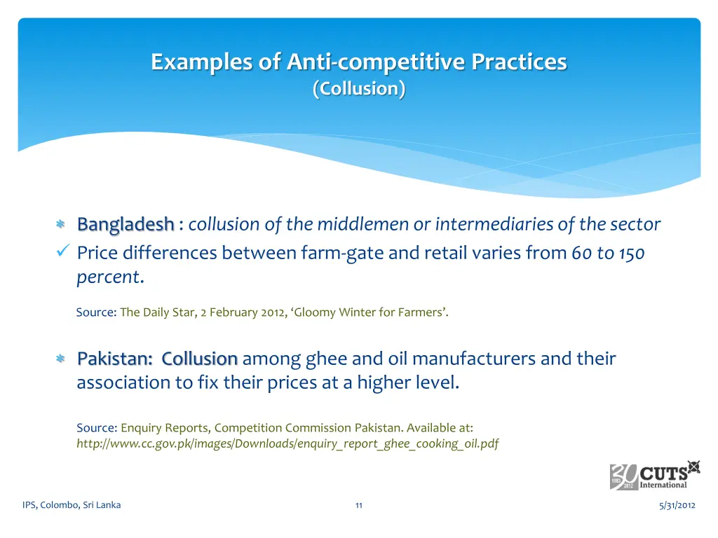 examples of anti competitive practices collusion