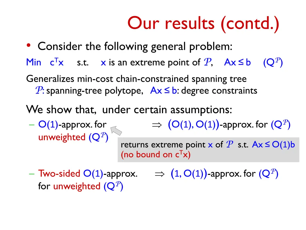 our results contd