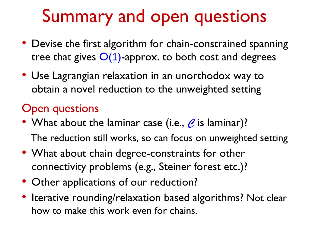 summary and open questions
