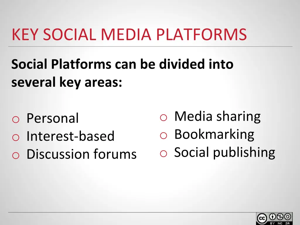 key social media platforms