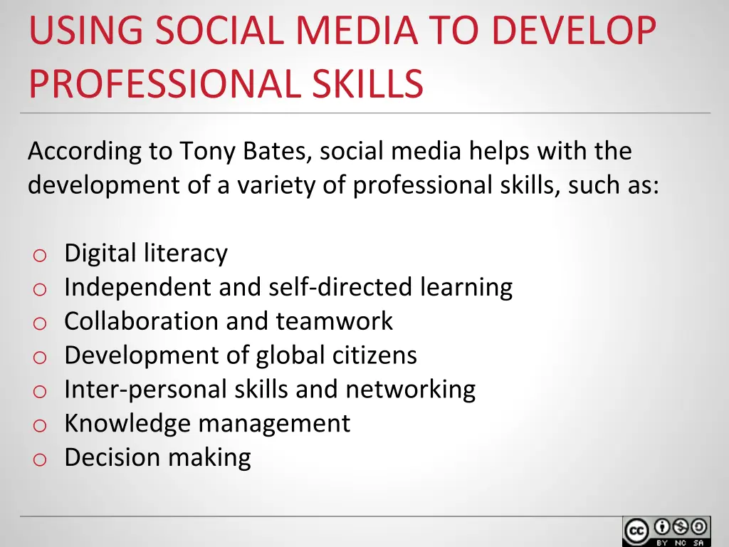 using social media to develop professional skills