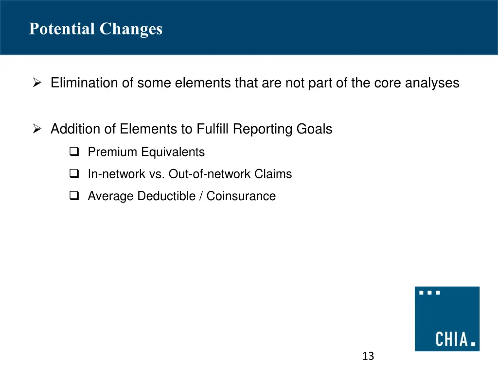 potential changes