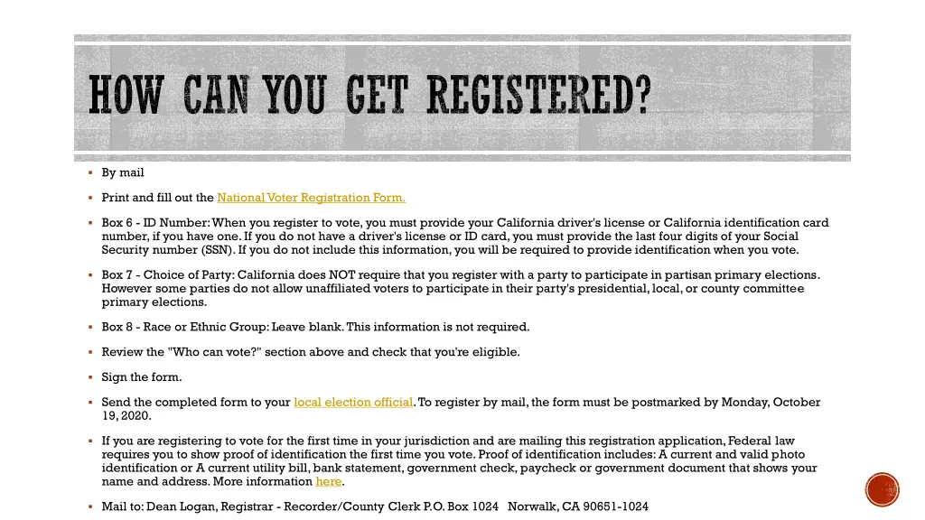 how can you get registered