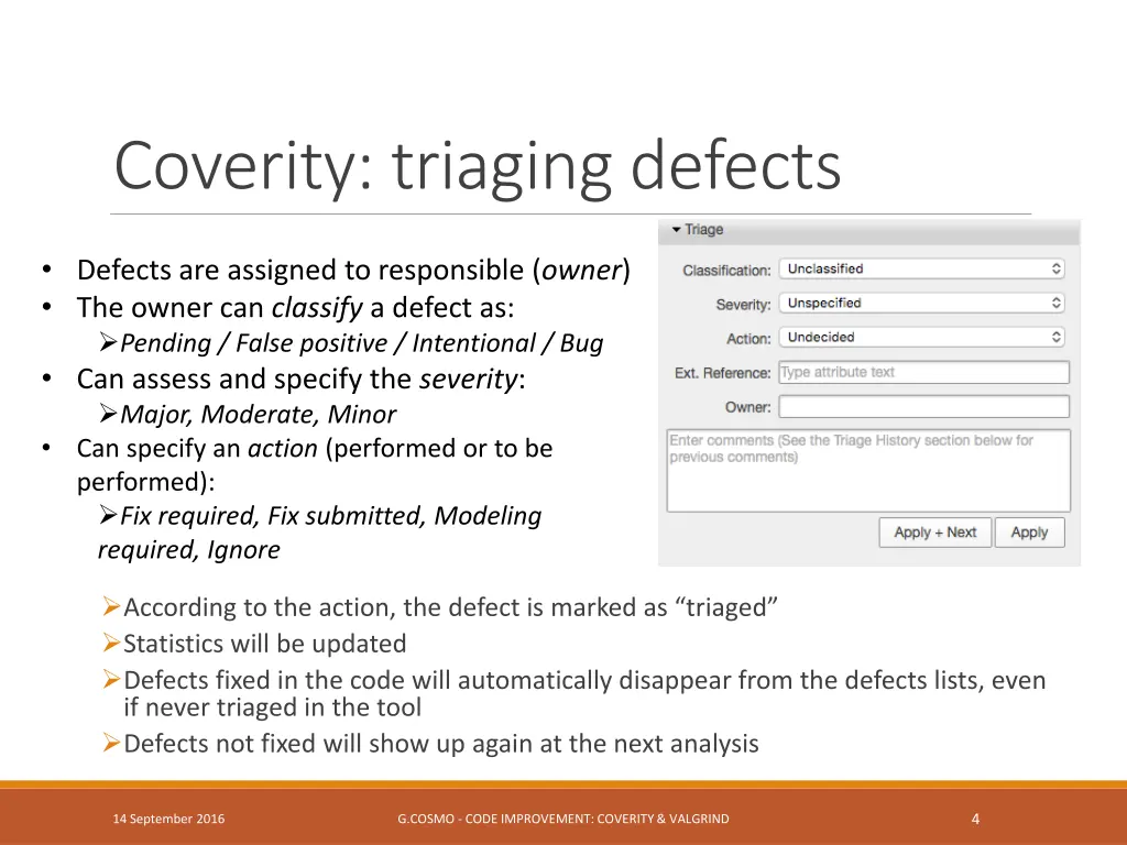 coverity triaging defects